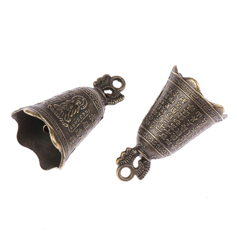 2Pcs Retro China's Mini Bronze Sculpture Pray Buddha Feng Shui Bell Home Garden Decorative Wind Bells Car Pendant Accessories