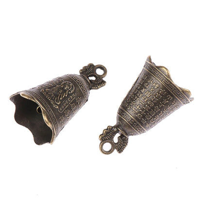 2Pcs Retro China's Mini Bronze Sculpture Pray Buddha Feng Shui Bell Home Garden Decorative Wind Bells Car Pendant Accessories