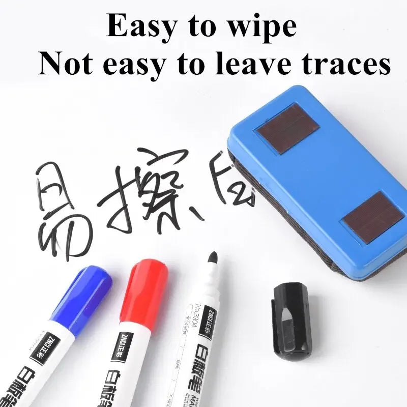 10 Pens/Box Whiteboard Marker Pen Easy to Wipe Quick Drying Water-based Marker Writing Board Erasable