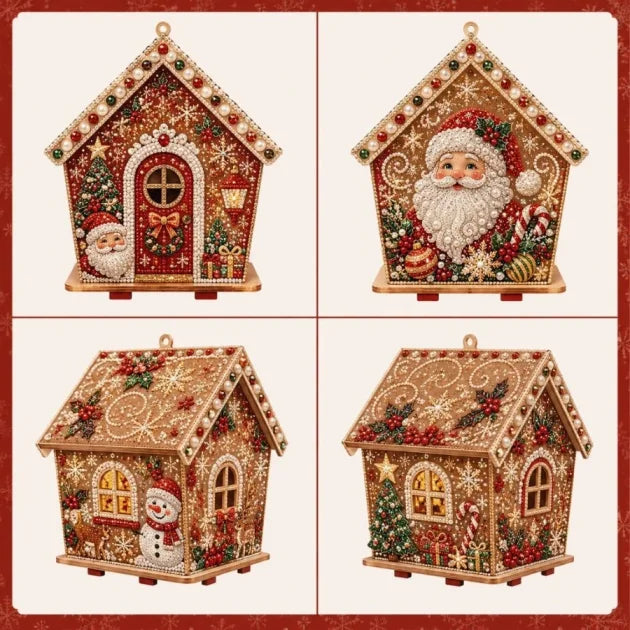 DIY 3D Christmas Painting Gingerbread Wooden House Holiday Craft Kit