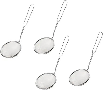 4pcs Stainless Steel Strainer Spoons Multipurpose Hot Pot Colanders for Oil Filtering and Draining Small Kitchen Scoop for Home
