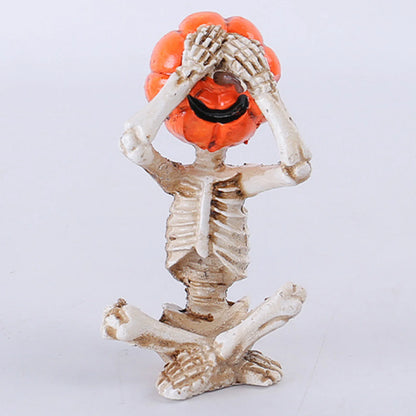 3pcs  Halloween Pumpkin Skeleton Yoga Meditation Skull Decor Pumpkin Head Figurine for Home Desk Office Zen Decorations