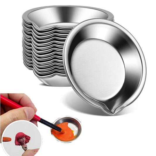 12pcs Stainless Steel Painting Color Bowls Oil Paint Trays Paint Color Mixing Cups Color Mixer Children DIY Painting Tools