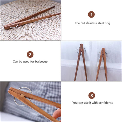 Food Clip Kitchen Tongs Things for Kitchens Cooking Clamp Tweezers Utensils Household Toasters Wooden