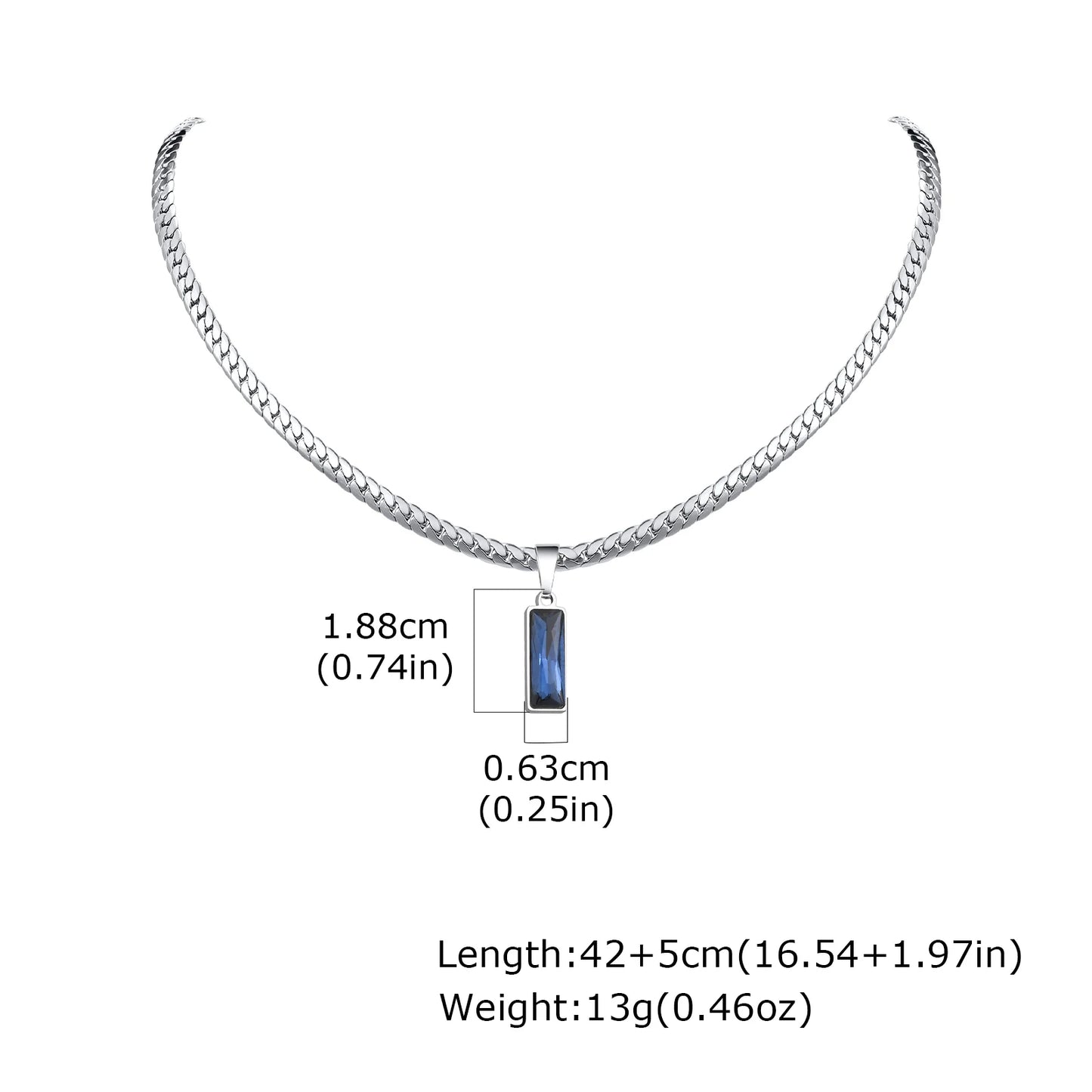 Stylish Geometric Stone Pendent Necklaces, Stainless Steel Flat Chain&nbsp;