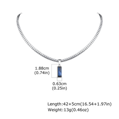 Stylish Geometric Stone Pendent Necklaces, Stainless Steel Flat Chain&nbsp;