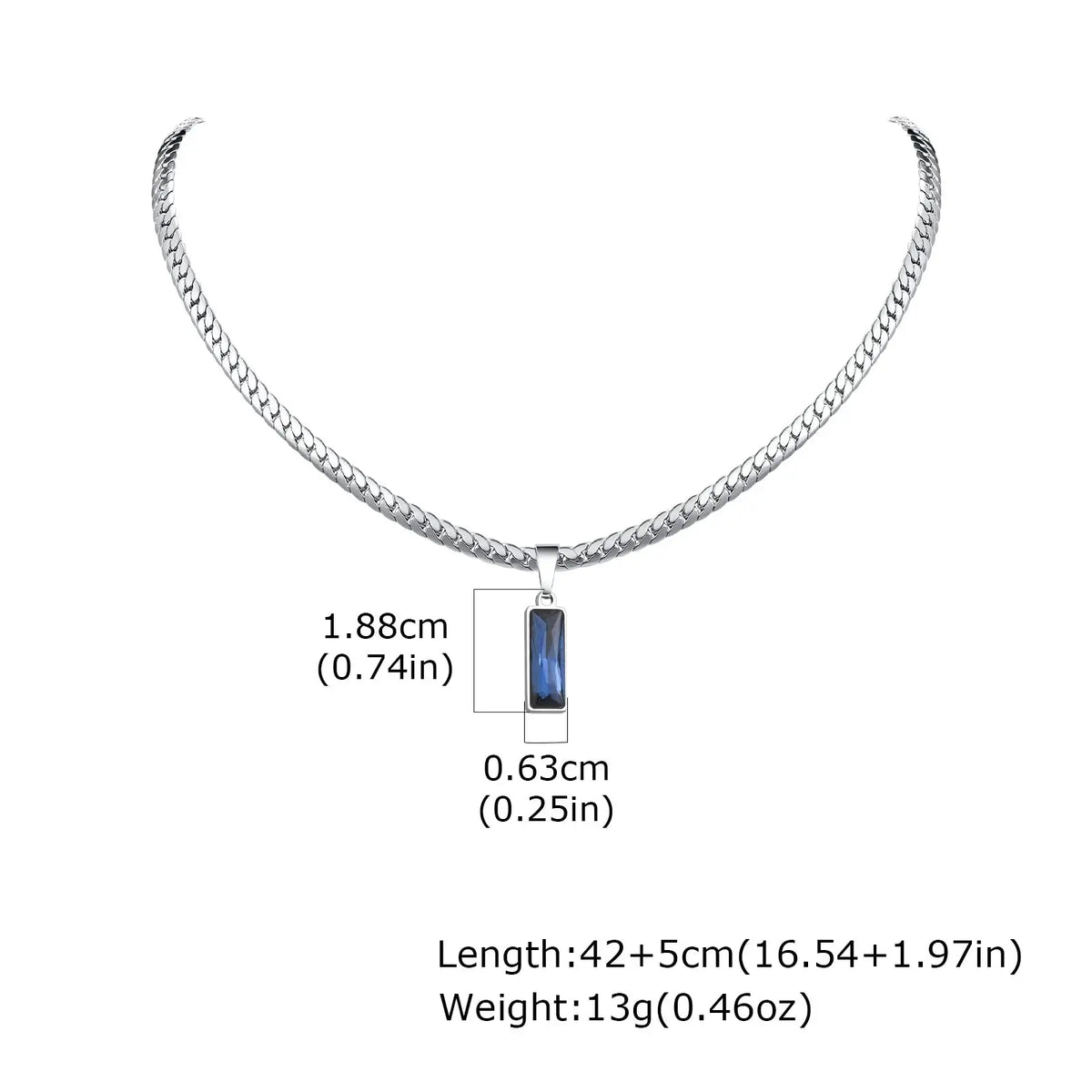 Stylish Geometric Stone Pendent Necklaces, Stainless Steel Flat Chain&nbsp;