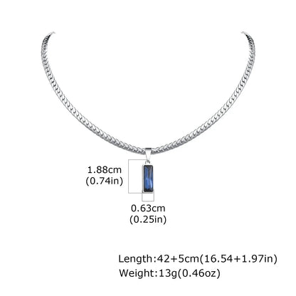 Stylish Geometric Stone Pendent Necklaces, Stainless Steel Flat Chain&nbsp;