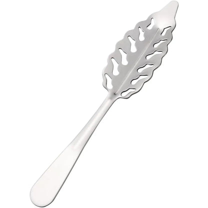 Stainless Steel Cube Sugar Colander Strainer and Ice Filter Spoon for Cocktails and Cooking Rustproof Kitchen Utensil Leaves Si