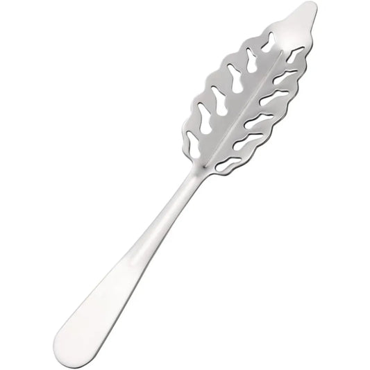 Stainless Steel Cube Sugar Colander Strainer and Ice Filter Spoon for Cocktails and Cooking Rustproof Kitchen Utensil Leaves Si