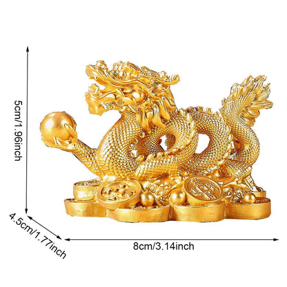 2024 Chinese Dragon Figurines Resin Dragon Figurine Ornament Attract Wealth Auspicious Dragon Statuette Desktop Decoration