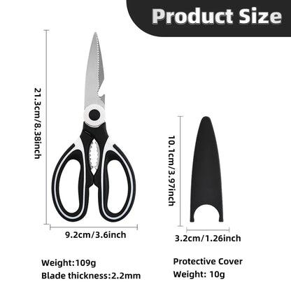 MDHAND Stainless Steel Kitchen Scissors Multi-Purpose Shears Meat Roast Cutting Household Cooking Chicken Wing Fish Kitchen Tool
