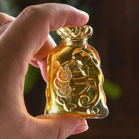 Citrine Money Bag Figurine Feng Shui Crystal Crafts Coin Lucky Ornament Office Living Room Table Decoration Glass New Year Gift
