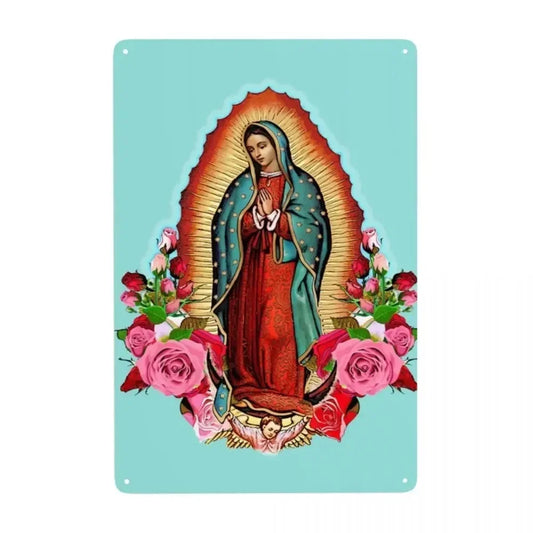 Retro Virgin Mary Of Guadalupe Metal Tin Sign - Custom Mexico Catholic Saint Plaque, Pub Cafe Yard Home Decor