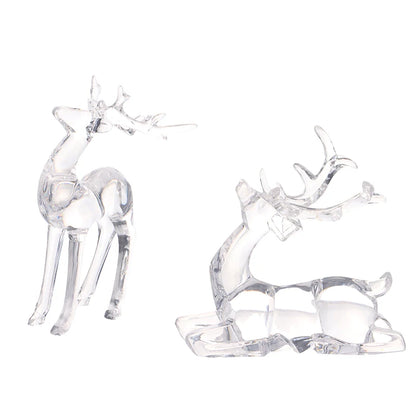 1Pc Crystal Deer Figurines Desktop Ornament Room Decor Transparent Elk Reindeer Sculpture Home Office Decoration