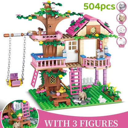 Friends City Tree House Summer Holiday Villa Castle Building Blocks Sets Figures Garden DIY Toys for Kids Girl Birthday Gift