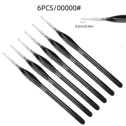 Professional Detail Brush Set - 3/6Pcs Fine Nylon Tip for Acrylic Painting