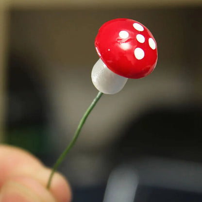 50pcs Cute Red Mushroom Model Garden Embellishment Small Decoration Suitable