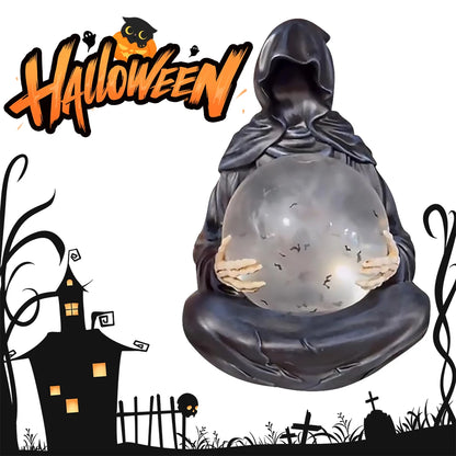 The Death God's Crystal Ball Lights Gothic Liquid Motion Water Glitter LED Light Grim Reaper Water Globe Halloween Home Decor