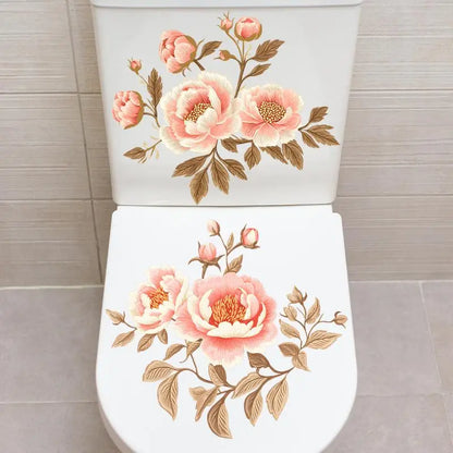 2Sheet Bathroom Toilet Sticker Modern Minimalist Flower Butterfly Pattern Self-adhesive Paintings For Bathroom Living Decoration