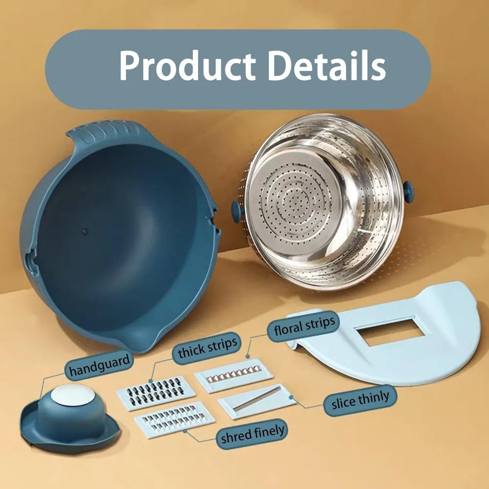 4-1 Colander with Bowl Set,Multifunction Food Strainers and Colanders for Kitchen, Pasta and Rice Strainer,Fruit and Veggie Wash