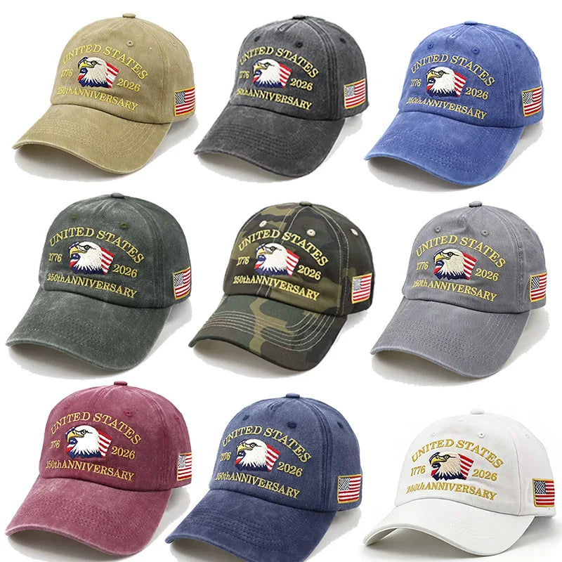 USA 250 Years Anniversary Eagle Embroidery American Flag Baseball Cap 1776-2026 Independence Day