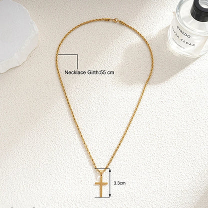 New Stainless Steel Cross Pendant Necklace Minimalist Gold Color