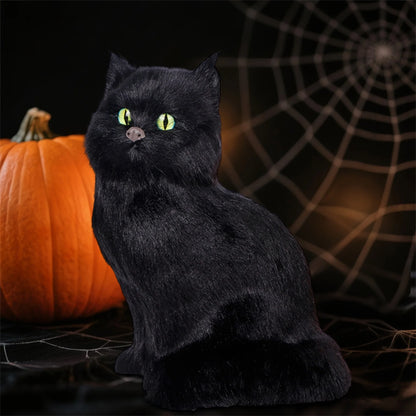 Halloween Black Cat Figurines Set of 3 Spooky Decorations for Home Office Party Miniature Cat Ornaments for Table Display