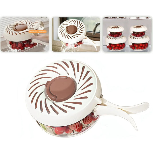 2025 New Fruit Washing Bowl with Strainer Lid and Handle,3 in 1 Multipurpose Drain Basket,Fruit and Vegetable Washer,Fruit Colan