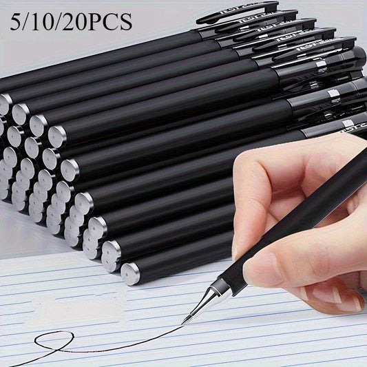 5/10/20pcs Quick-Drying Gel Pens, 0.5mm Fine Tip, Black Ink - Ideal for Home, Office, School