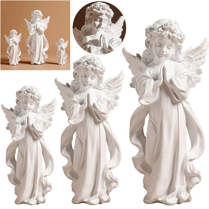 Praying Angel Figurine European Style Cute Angel Ornaments Waterproof Desktop Angel Decor Outdoor Garden Decor