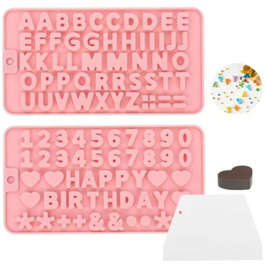 2 pcs Letter Chocolate Molds and Number Silicone MoldsReusable Alphabet Candy Molds NonStick Happy Birthday Cake Decorations Ba
