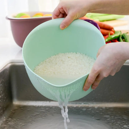 Rice Strainer and Kitchen Colander Set - Strain Rice, Quinoa and Small Grains - Soak, Wash and Drain Vegetables and Fruit - (4