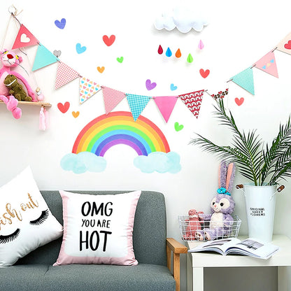 Cartoon Rainbow Luminous Wall Stickers Glow In The Dark Fluorescent Cloud Heart Wall Decal For Baby Kid Rooms Nursery Home Decor