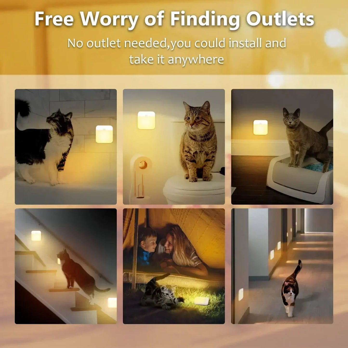 LED Induction Night Light, Wireless USB Charging Wall Light Bedroom Corridor Cabinet Bathroom Night Light