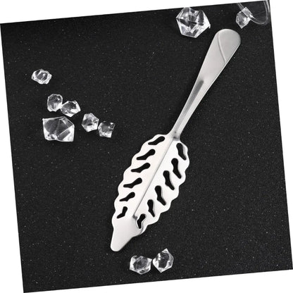Stainless Steel Cube Sugar Colander Strainer and Ice Filter Spoon for Cocktails and Cooking Rustproof Kitchen Utensil Leaves Si