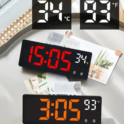 Voice Control Digital Alarm Clock Temperature Dual Alarm Snooze Desktop Table Clock Night Mode 12/24H LED Clock Watch Desk Clock