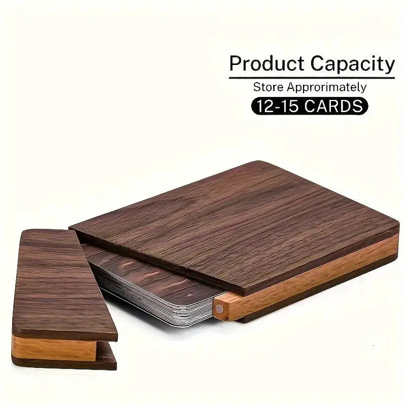 Portable Wood Business Card Holder Slim Card Case Wooden Business Card Desk Accessories