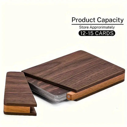 Portable Wood Business Card Holder Slim Card Case Wooden Business Card Desk Accessories