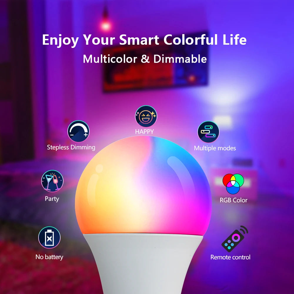 220V E27 RGB LED Light Bulb Bombillas LED 5W 10W IR Remote Control Changeable Colorful RGBW Led Lamp Spotlight Bulb