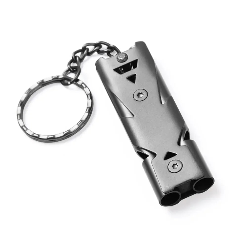 Double-Pipe Whistle Keychain Emergency Survival Camping Outdoor Tool