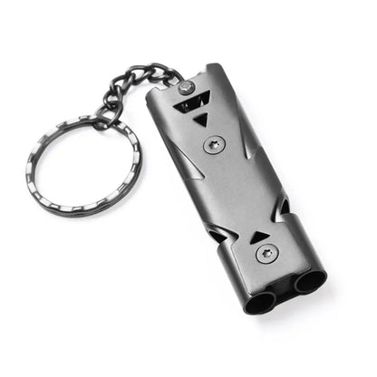 Double-Pipe Whistle Keychain Emergency Survival Camping Outdoor Tool