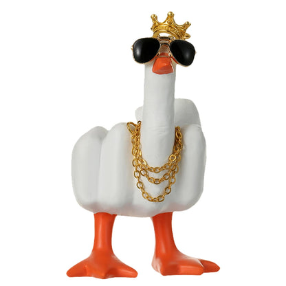 Middle Finger Duck Decorative Figurine Resin Tabletop Duck Ornament 7.5cm Funny Duck Statue for Home Garden Desk Decoration