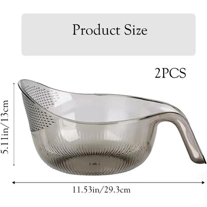 2 PCS 2-In-1 Multifunctional Rice Strainer,Large Rice Washer Beans Washer Strainers And Colanders - Washing Bowl for Fruit Washi