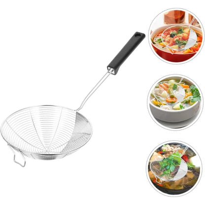 1pc Stainless Steel Skimmer Ladle Portable Colander Spoon for Cooking Efficient Oil Strainer Convenient Hanging Hook for Home R