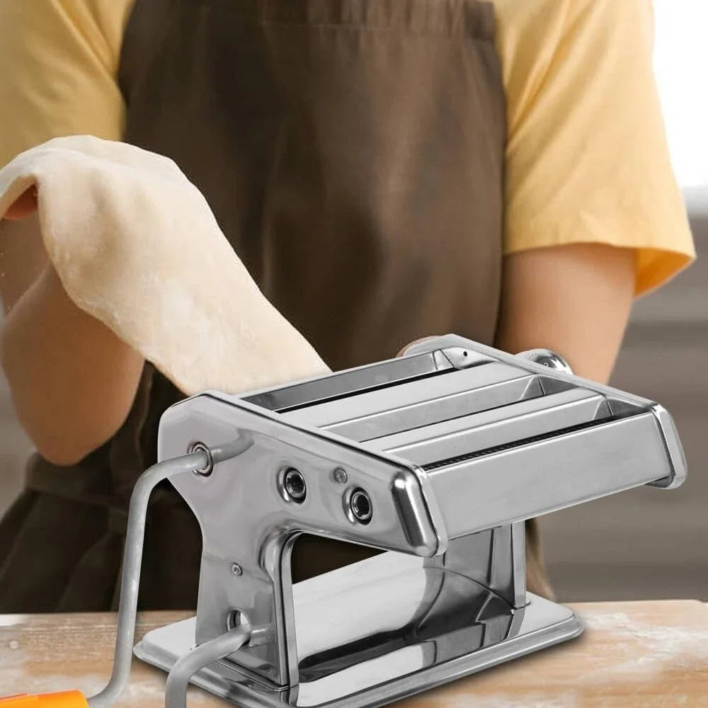 Stainless Steel Pasta Maker Machine Adjustable Noodle Dumpling Press with Two Cutters Multifunctional Kitchen Appliance