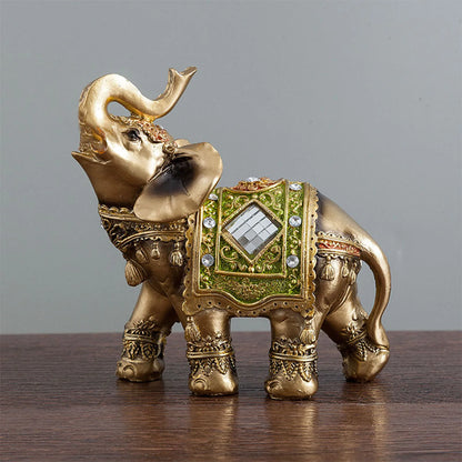 Lucky Elephant Decoration Statue Resin Elephant Ornaments for Living Room Bedroom Decor