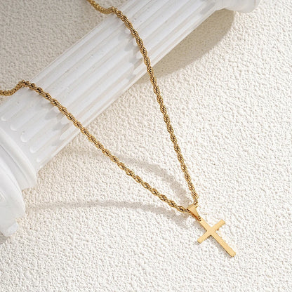 New Stainless Steel Cross Pendant Necklace Minimalist Gold Color
