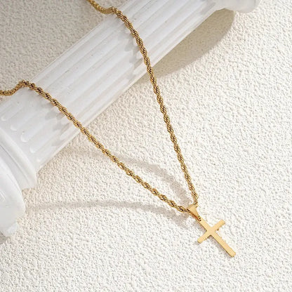New Stainless Steel Cross Pendant Necklace Minimalist Gold Color