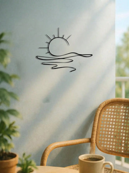 "Minimalist Sunrise Metal Wall Art – Abstract Sun Design, Modern Home Decor & Versatile Gift"